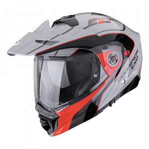 SCORPION prilba na motocykel ADX-2 KAMPS, sivá/červená