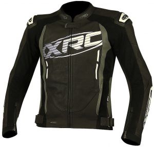 Športová kožená bunda XRC HADERG čierna/biela