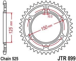 oceľová rozeta JTR899.42, JT (42 zubov) KTM Adventure 950/990/1050/1090/1190