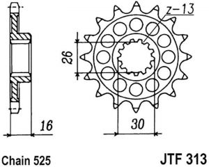 reťazové koliesko JTF313.15, JT (15 zubov) HONDA VFR 750 R (88-93)