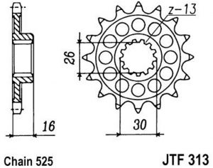 reťazové koliesko JTF313.17, JT (17 zubov) HONDA VFR 750 R (88-93)