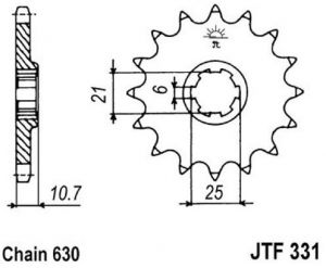 reťazové koliesko JTF331.14, JT (14 zubov) HONDA CB 750 F Supersport 2 (77-78)