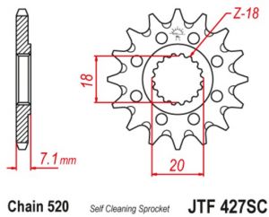 reťazové koliesko JTF427.12SC, JT (12 zubov) SUZUKI RM 125, RM-Z 250