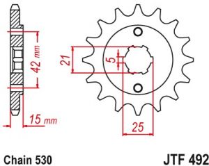 reťazové koliesko JTF492.14, JT (14 zubov) DUCATI Pantah 600 SL/TL (82-83)