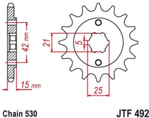 reťazové koliesko JTF492.15, JT (15 zubov) DUCATI Pantah 600 SL/TL (82-83)