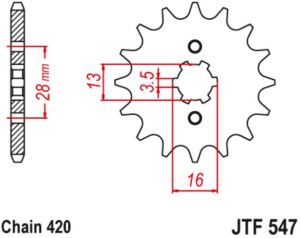 reťazové koliesko JTF547.13, JT (13 zubov) YAMAHA RX 80 SE (82-84)