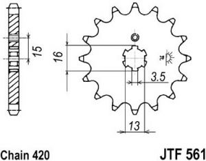 reťazové koliesko JTF561.15, JT (15 zubov) YAMAHA RD 80 MX (81-84)