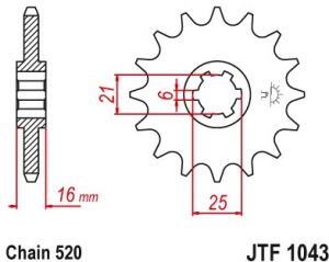 reťazové koliesko JTF1043.14, JT (14 zubov) KYMCO Venox 250 (04-09)