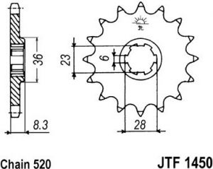 reťazové koliesko JTF1450.13, JT (13 zubov) SUZUKI RM 500 (83-84)