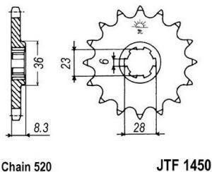 reťazové koliesko JTF1450.14, JT (14 zubov) SUZUKI RM 500 (83-84)