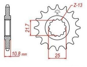reťazové koliesko pre sekundárne reťaze typu 525, JT - Anglicko (15 zubov)