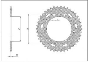 oceľová rozeta SUN1-2446-48, SUNSTAR (48 zubov) DERBI, YAMAHA
