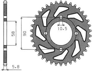 oceľová rozeta SUN1-3079-39, SUNSTAR (39 zubov) HONDA, KTM