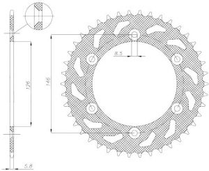 oceľová rozeta SUN1-3577-41, SUNSTAR (41 zubov) SUZUKI RM 125, RM 250, RM-Z 250
