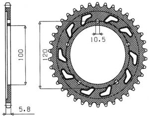oceľová rozeta SUN1-3430-44, SUNSTAR (44 zubov) APRILIA, BMW