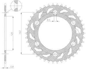 oceľová rozeta SUN1-3559-49, SUNSTAR (49 zubov) HONDA CR 125 R, CRF 150 F