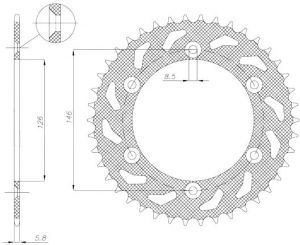 oceľová rozeta SUN1-3577-49, SUNSTAR (49 zubov) SUZUKI RM 125, RM 250, RM-Z 250