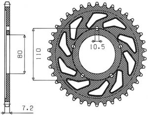 oceľová rozeta SUN1-4329-44, SUNSTAR (44 zubov) HONDA VT 600 C Shadow (88-99)