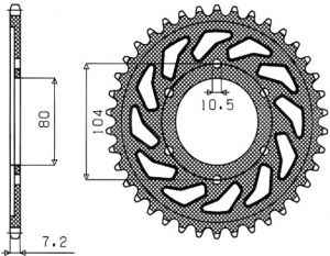 oceľová rozeta SUN1-4347-40, SUNSTAR (40 zubov) KAWASAKI KLZ 1000, Z 1000