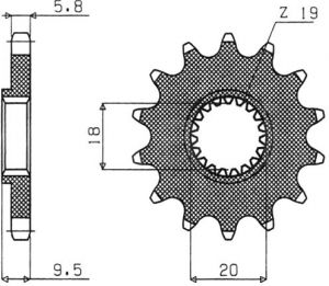 reťazové koliesko SUN33714, SUNSTAR (14 zubov) HONDA CR 125 R (86)