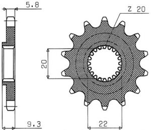 reťazové koliesko SUN3B014, SUNSTAR (14 zubov) KAWASAKI KX 250 F, KX 450 F