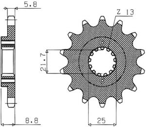 reťazové koliesko SUN33315, SUNSTAR (15 zubov) KAWASAKI ZXR 400 L, EN 500 C