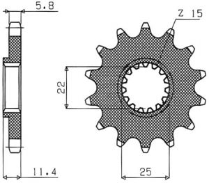 reťazové koliesko SUN36015, SUNSTAR (15 zubov) KTM, SHERCO