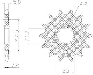 reťazové koliesko KAWASAKI ZX-6R/RR 07-17, YAMAHA - SUNSTAR SUN3A516 (16 zubov)