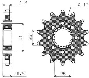 reťazové koliesko SUN42717, SUNSTAR (17 zubov) KTM Adventure 950, RC8 1190