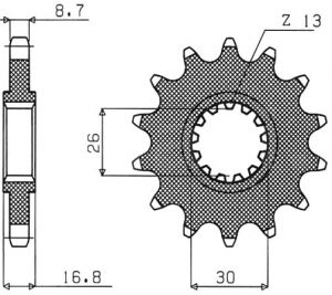 reťazové koliesko SUN52216, SUNSTAR (16 zubov) HONDA CB 1000 R/RA ABS, VFR 750 R