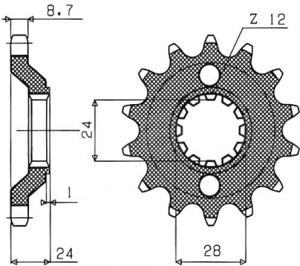 reťazové koliesko SUN52517, SUNSTAR (17 zubov) KAWASAKI ZZR 1100 C (90-92)
