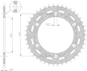 oceľová rozeta SUN1-3547-43, SUNSTAR (43 zubov) HUSABERG, HUSQVARNA, KTM