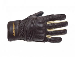 motocyklové rukavice, LEOSHI - hnedá koža