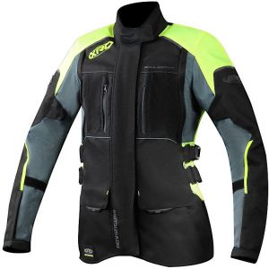 Dámska vodeodolná bunda na motocykel XRC Winkle WTP čierna/šedá/fluo