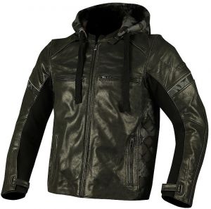 Kožená bunda XRC RECHE s odnímateľnou kapucňou čierna/camo