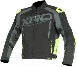 Vodeodolná textilná bunda na motorku XRC Haderg WTP čierna/šedá/fluo