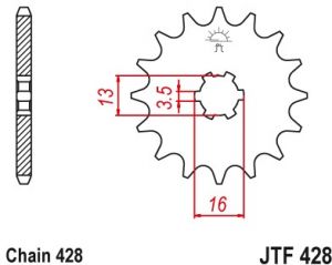 reťazové koliesko JTF428.13, JT (13 zubov) SUZUKI DR-Z 70, GT 80 E/L, TS 80 ER