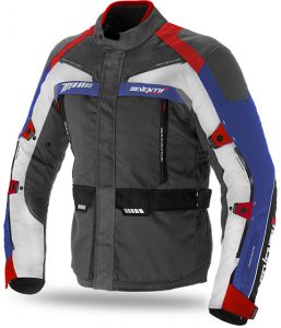 Bunda na motocykel SEVENTY DEGREES SD-JT43 šedá/sivá/modrá/červená