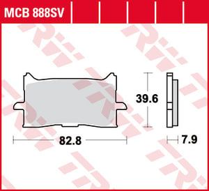 TRW predné brzdové platničky MCB888SV, sintované, 39,6x82,8x7,9mm, HONDA