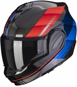 SCORPION preklápacia prilba na moto EXO-TECH EVO CARBON GENUS, čierna/červená