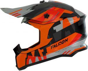 MT prilba na motocykel MX802 FALCON ARYA A4, matná čierna/oranžová/šedá