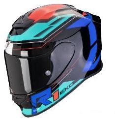 SCORPION prilba na motocykel EXO-R1 EVO AIR BLAZE, čierna/červená/modrá