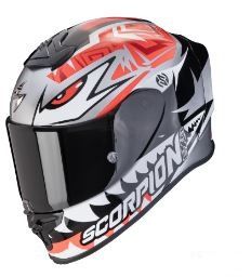 SCORPION prilba na motocykel EXO-R1 EVO AIR ZACCONE REPLICA, strieborná/červená