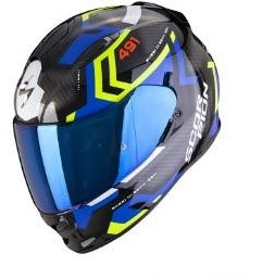 SCORPION prilba na motocykel EXO-491 SPIN, čierna/modrá/fluo žltá