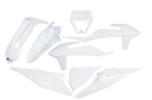 UFO sada plastov KTM EXC/EXC-F 125-500 20-23, s maskou na svetlo, biela farba