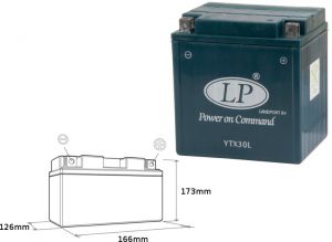 LANDPORT batéria YTX30L 12V, 30Ah, 350A, bezúdržbová (166x125x175mm)