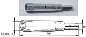 BUZZETTI kľúč na sviečku 14mm, dlhý 110mm, HONDA 4T