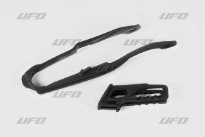 UFO PLAST, komplet vodítok reťaze (predné + zadné), čierna, HONDA 125/250/450