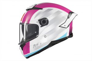 MT prilba na motocykel FF118SV THUNDER 4 SV TREADS C8 biela/ružová/modrá lesklá