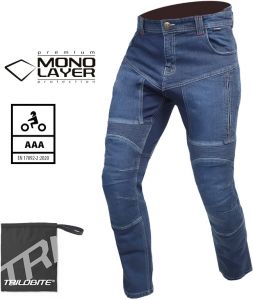 Kevlarové džínsy na motorku Trilobite Parado 2461 Monolayer AAA modré SLIM FIT